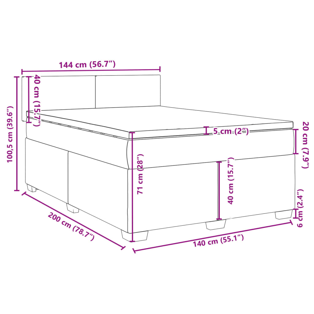 Krevet s oprugama i madracem svjetlosivi 140x200 cm baršunasti