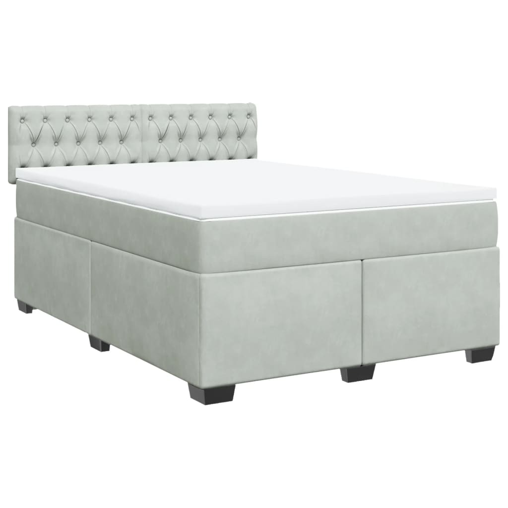 Krevet s oprugama i madracem svjetlosivi 160x200 cm baršunasti