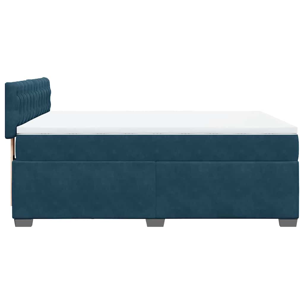 Krevet box spring s madracem plavi 160 x 200 cm baršunasti