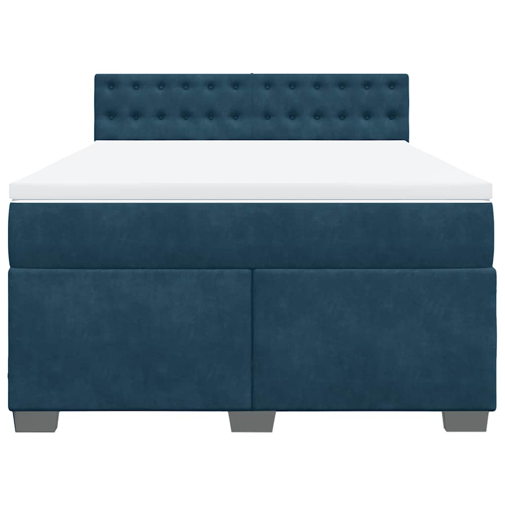 Krevet box spring s madracem plavi 160 x 200 cm baršunasti