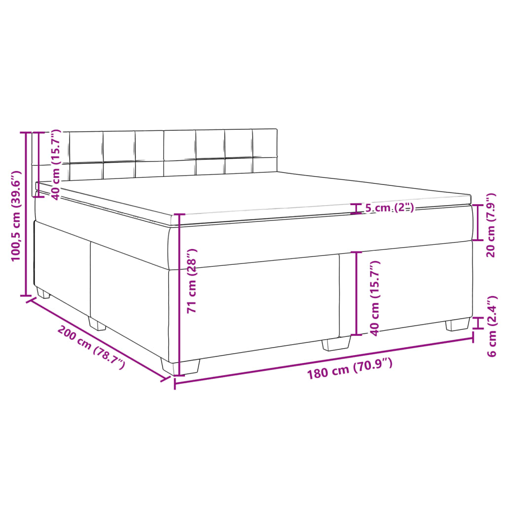 Krevet s oprugama i madracem svjetlosivi 180x200 cm baršunasti