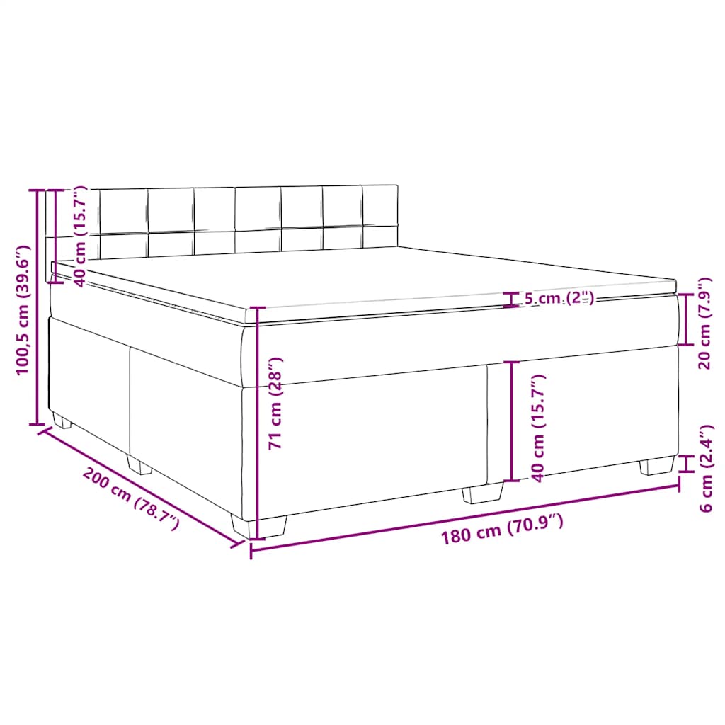 Krevet s oprugama i madracem plavi 180x200 cm baršunasti