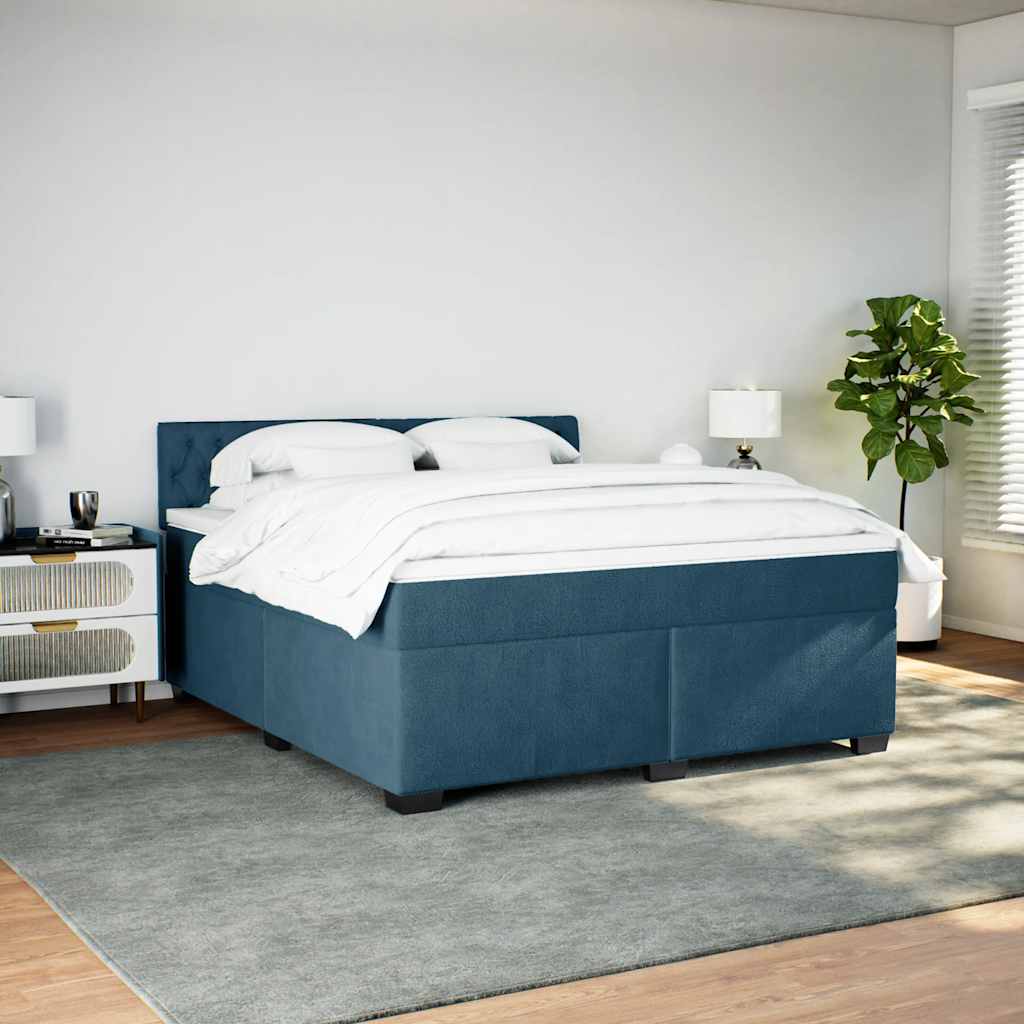 Krevet s oprugama i madracem plavi 180x200 cm baršunasti