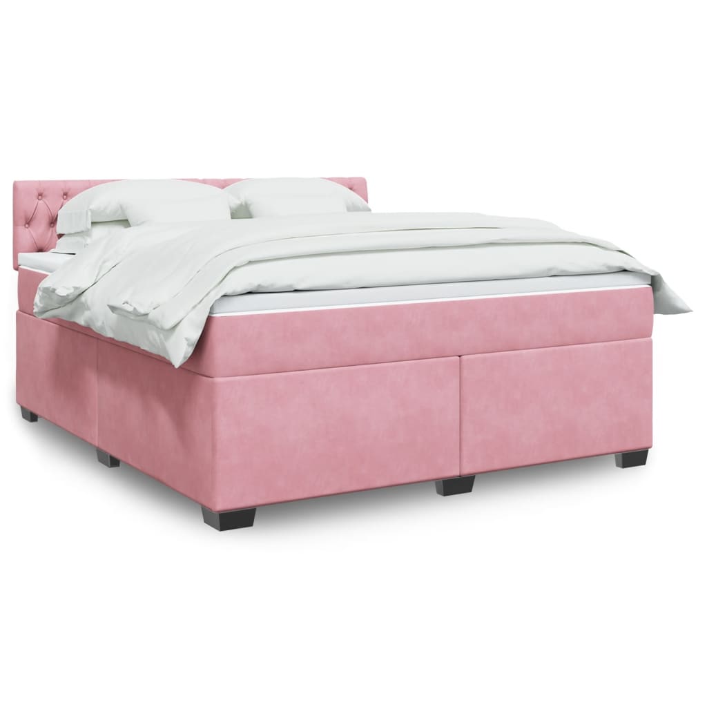 Krevet s oprugama i madracem ružičasti 180x200 cm baršunasti
