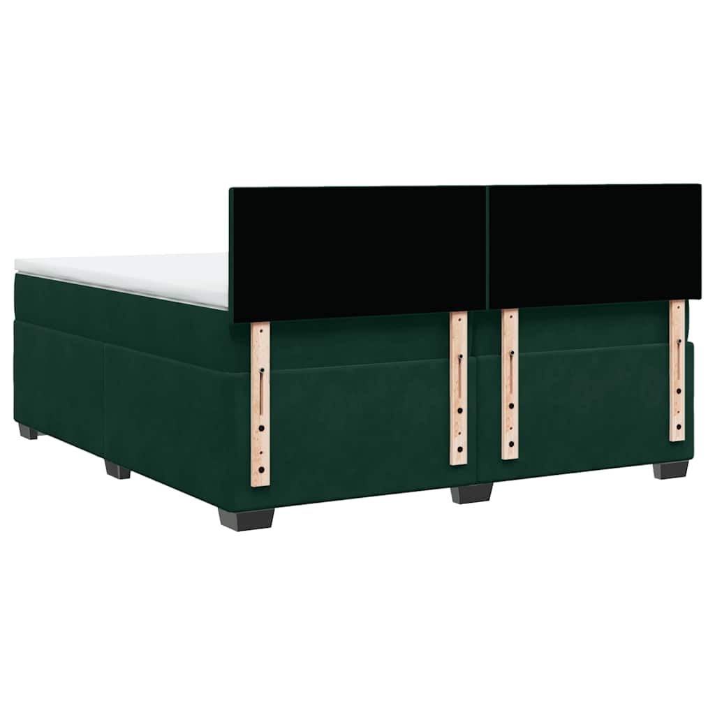 Krevet s oprugama i madracem tamnozeleni 200x200 cm baršunasti