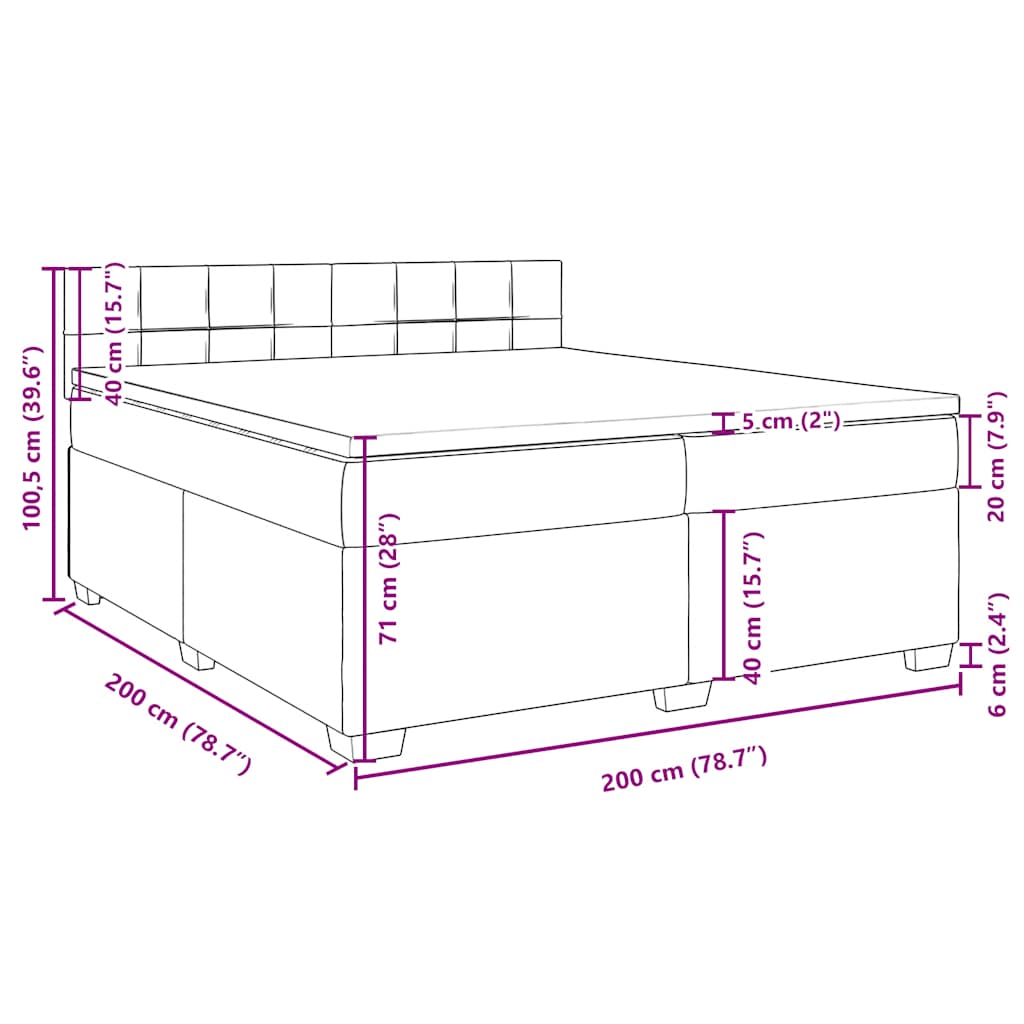 Krevet s oprugama i madracem plavi 200x200 cm baršunasti