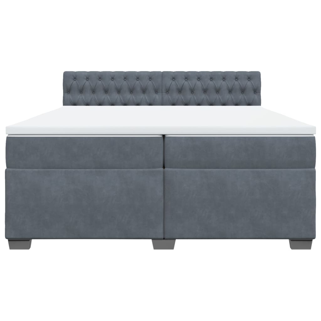 Krevet s oprugama i madracem tamnosivi 200x200 cm baršunasti