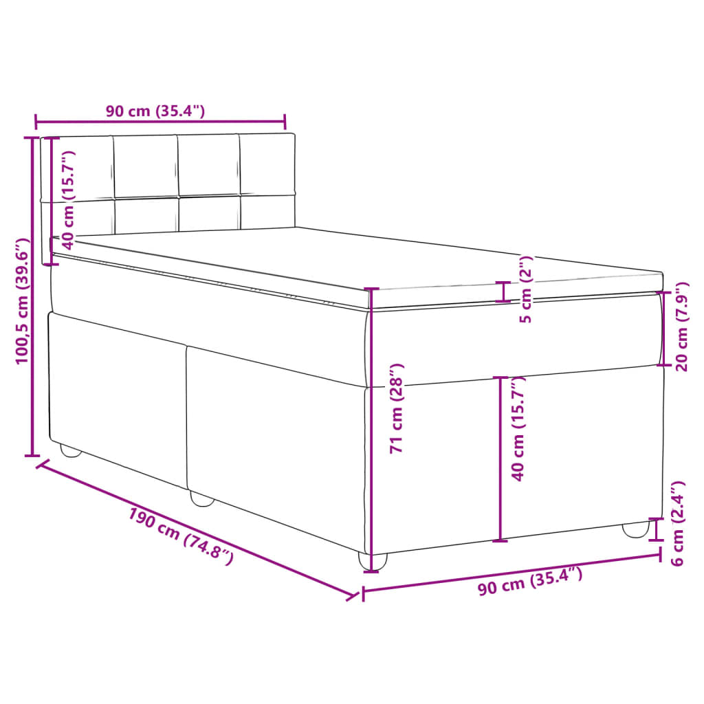 Box spring krevet s madracem crni 90x190 cm od tkanine