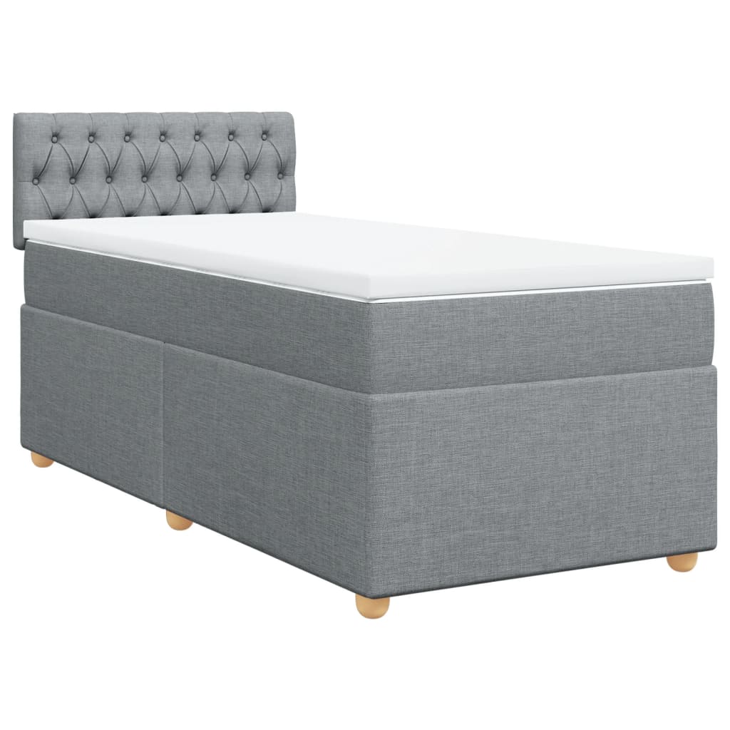 Box spring krevet s madracem svjetlosivi 90x190 cm od tkanine