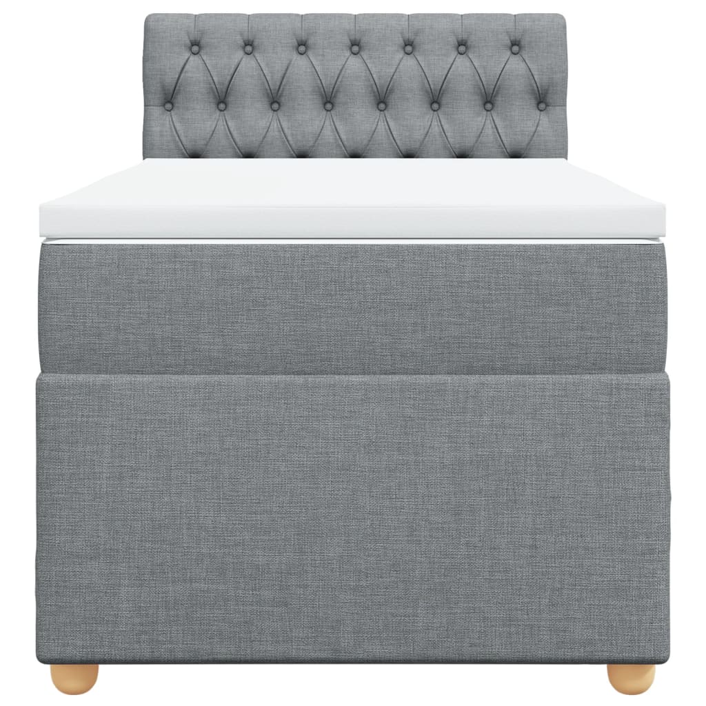Box spring krevet s madracem svjetlosivi 90x190 cm od tkanine