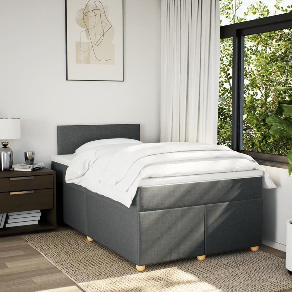 Krevet box spring s madracem tamnosivi 120 x 190 cm tkanina