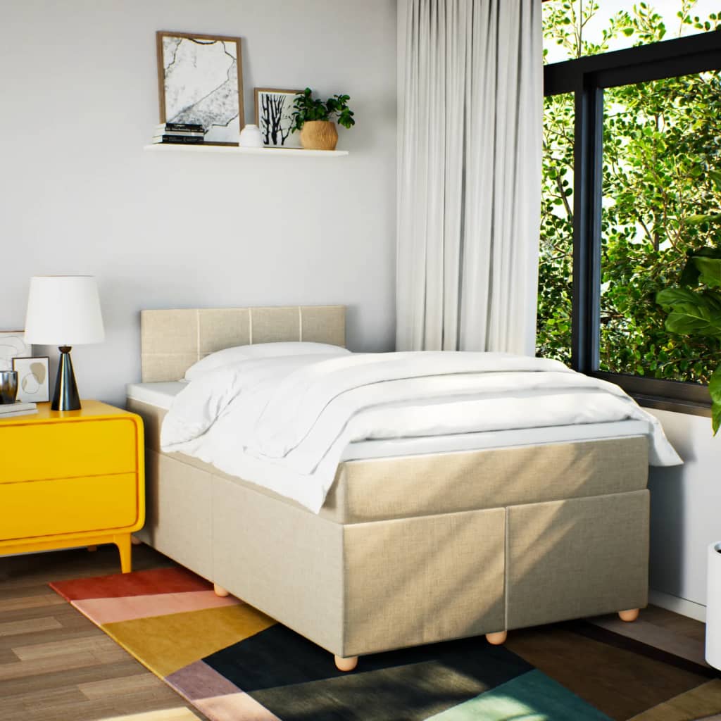 Krevet box spring s madracem krem 120 x 190 cm od tkanine