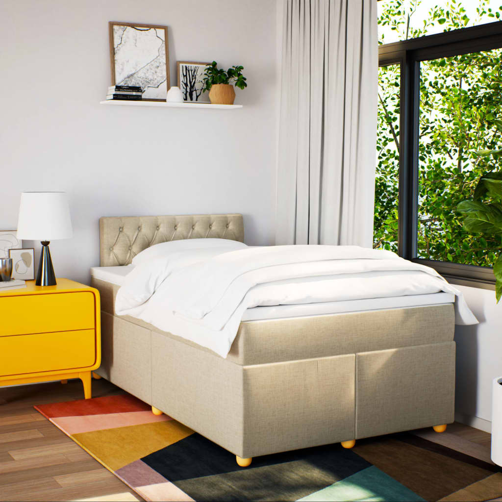 Krevet box spring s madracem krem 120 x 190 cm od tkanine