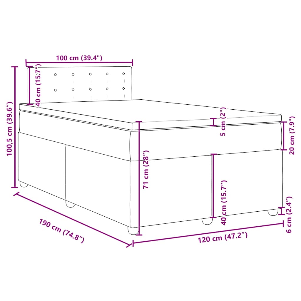 Krevet s oprugama i madracem svjetlosivi 120x190 cm od tkanine