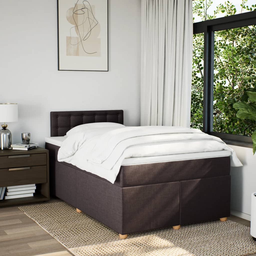 Krevet box spring s madracem tamnosmeđi 120 x 190 cm od tkanine