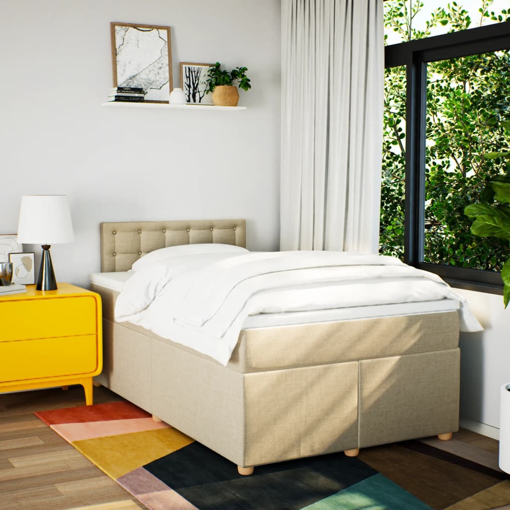 Krevet box spring s madracem krem 120 x 190 cm od tkanine
