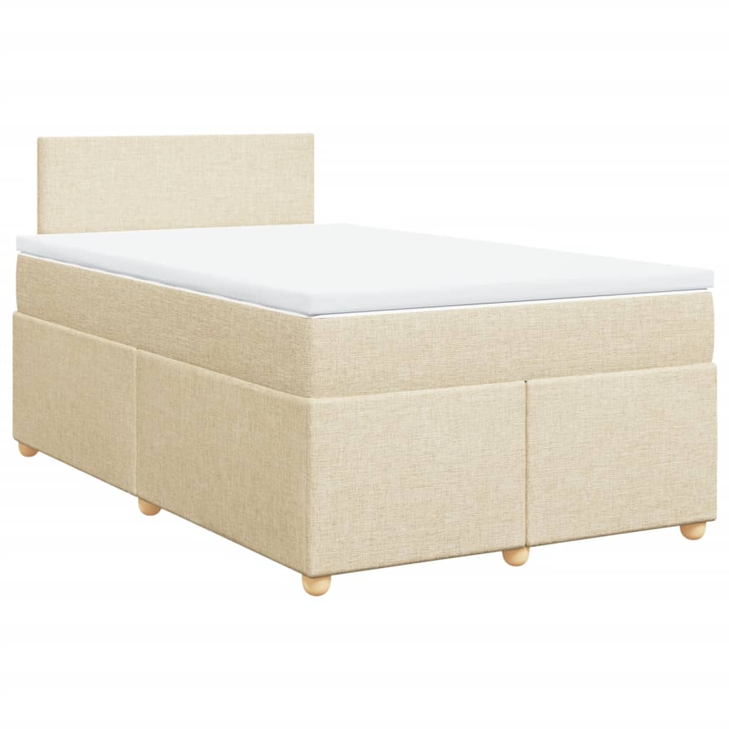 Krevet s oprugama i madracem krem 120 x 200 cm od tkanine