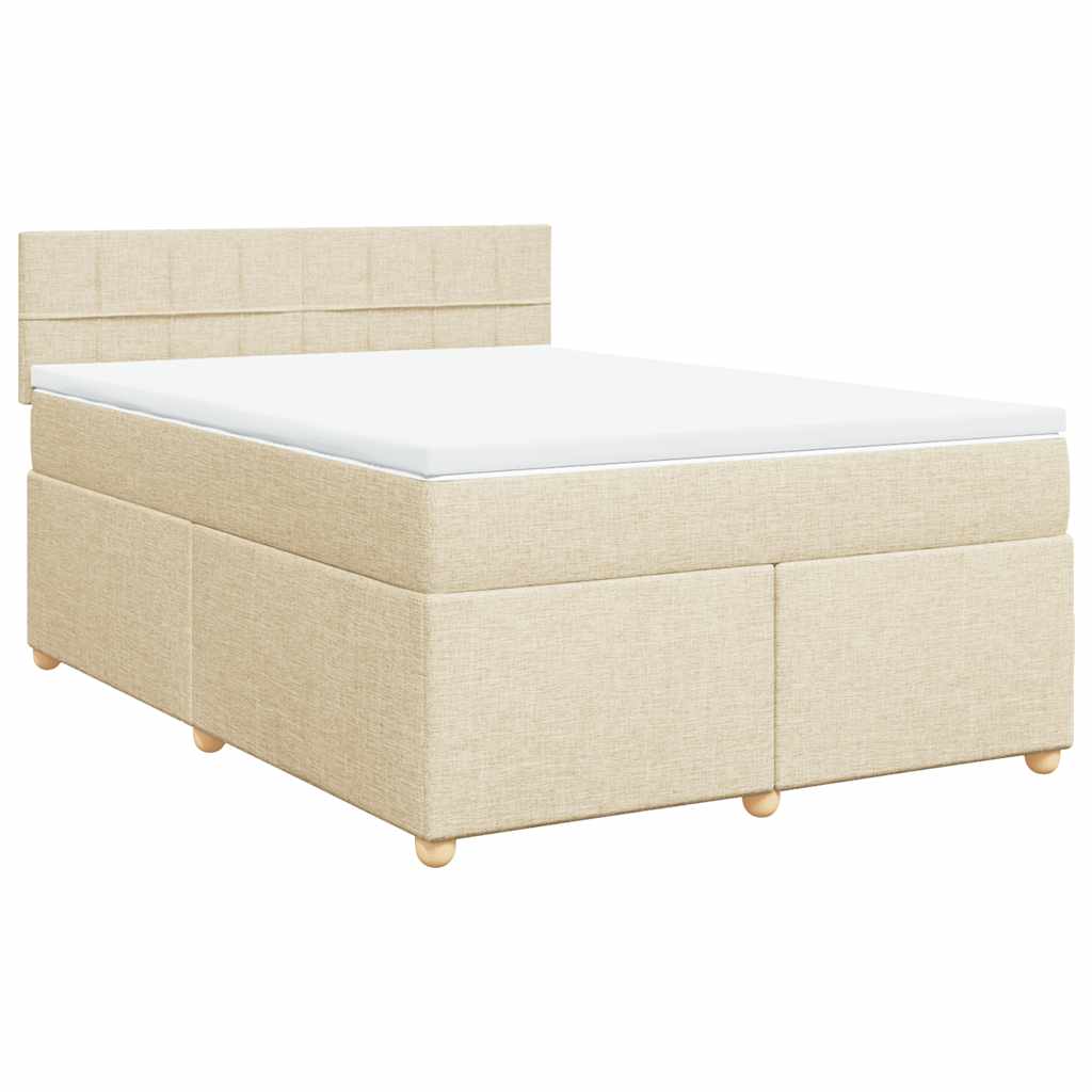 Krevet s oprugama i madracem krem 140 x 190 cm od tkanine