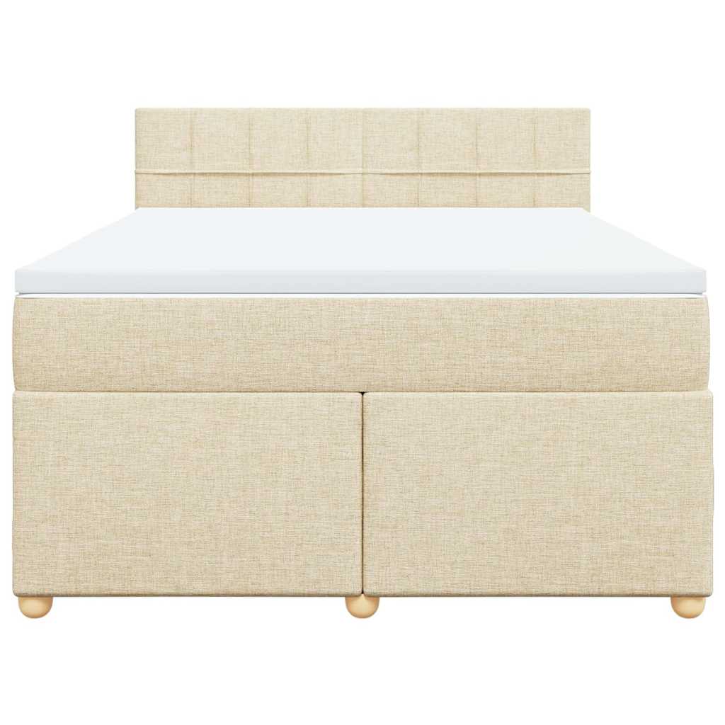 Krevet s oprugama i madracem krem 140 x 190 cm od tkanine