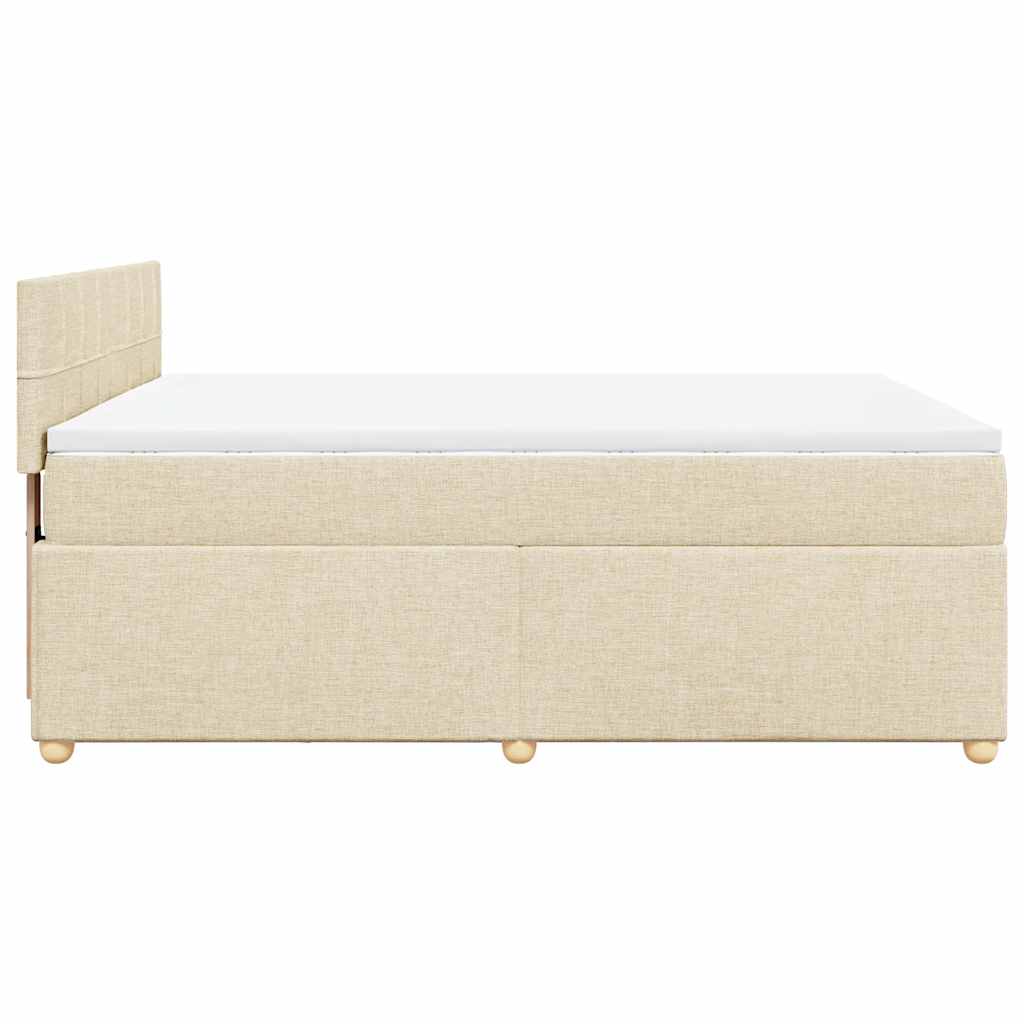Krevet s oprugama i madracem krem 140 x 190 cm od tkanine