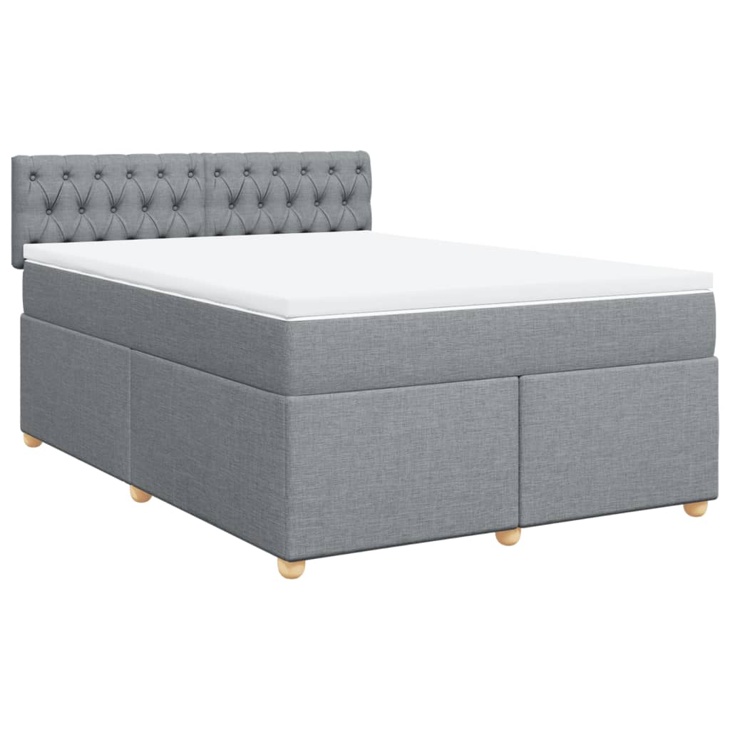 Krevet box spring s madracem svjetlosivi 140x200 cm od tkanine