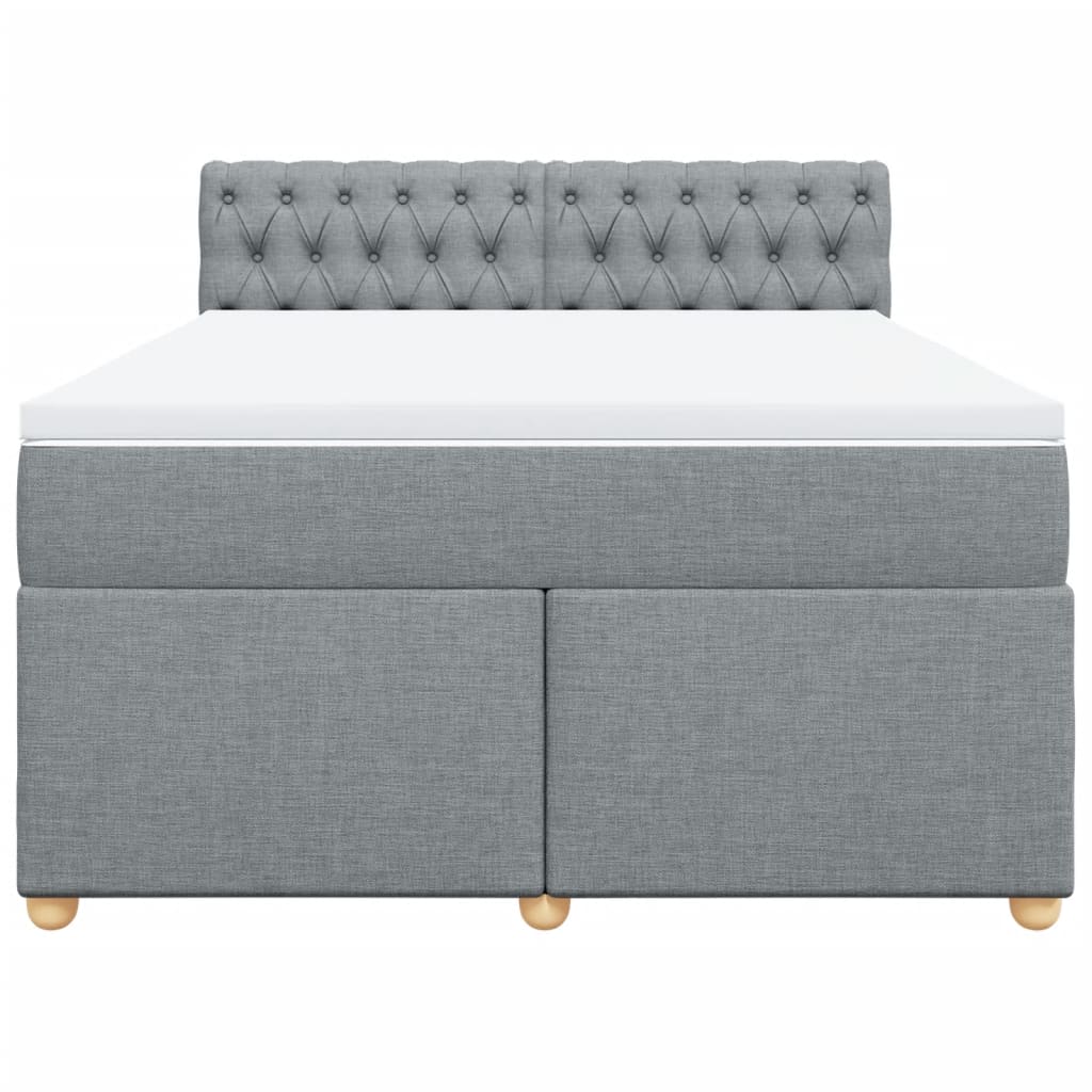 Krevet box spring s madracem svjetlosivi 140x200 cm od tkanine