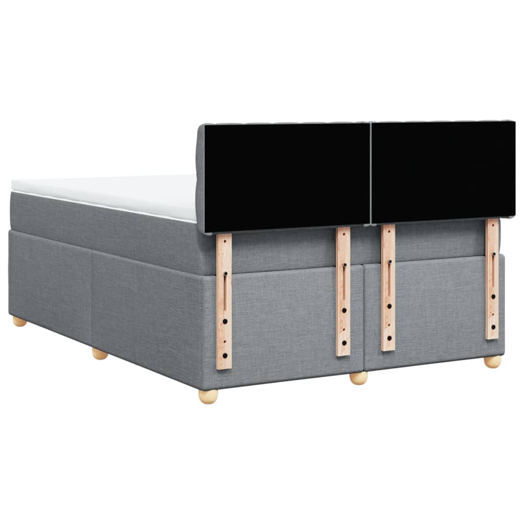 Krevet box spring s madracem svjetlosivi 140x200 cm od tkanine