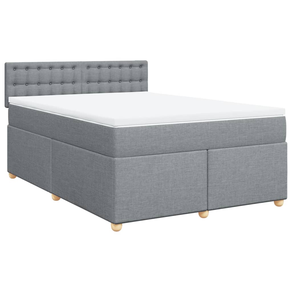 Krevet box spring s madracem svjetlosivi 140x200 cm od tkanine