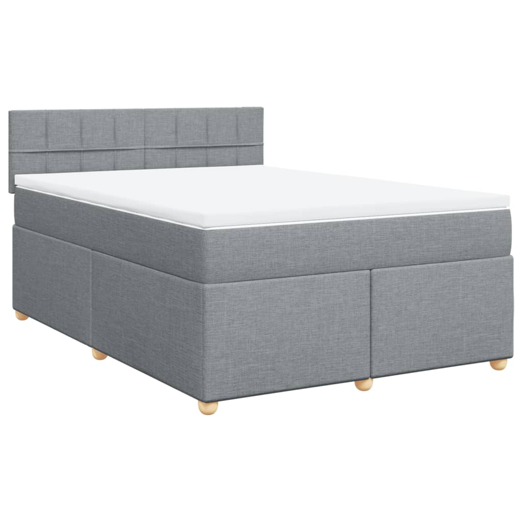 Krevet box spring s madracem svjetlosiva 160x200 cm tkanina