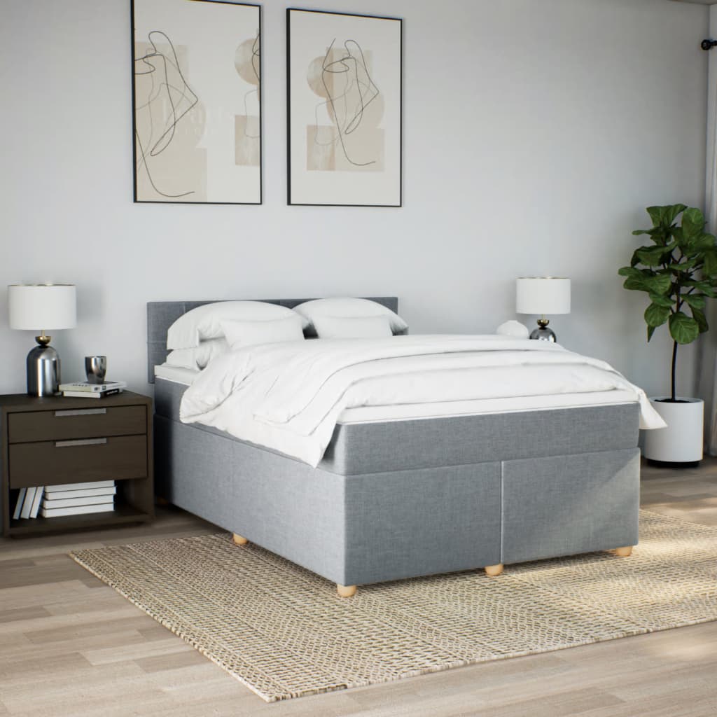 Krevet box spring s madracem svjetlosiva 160x200 cm tkanina