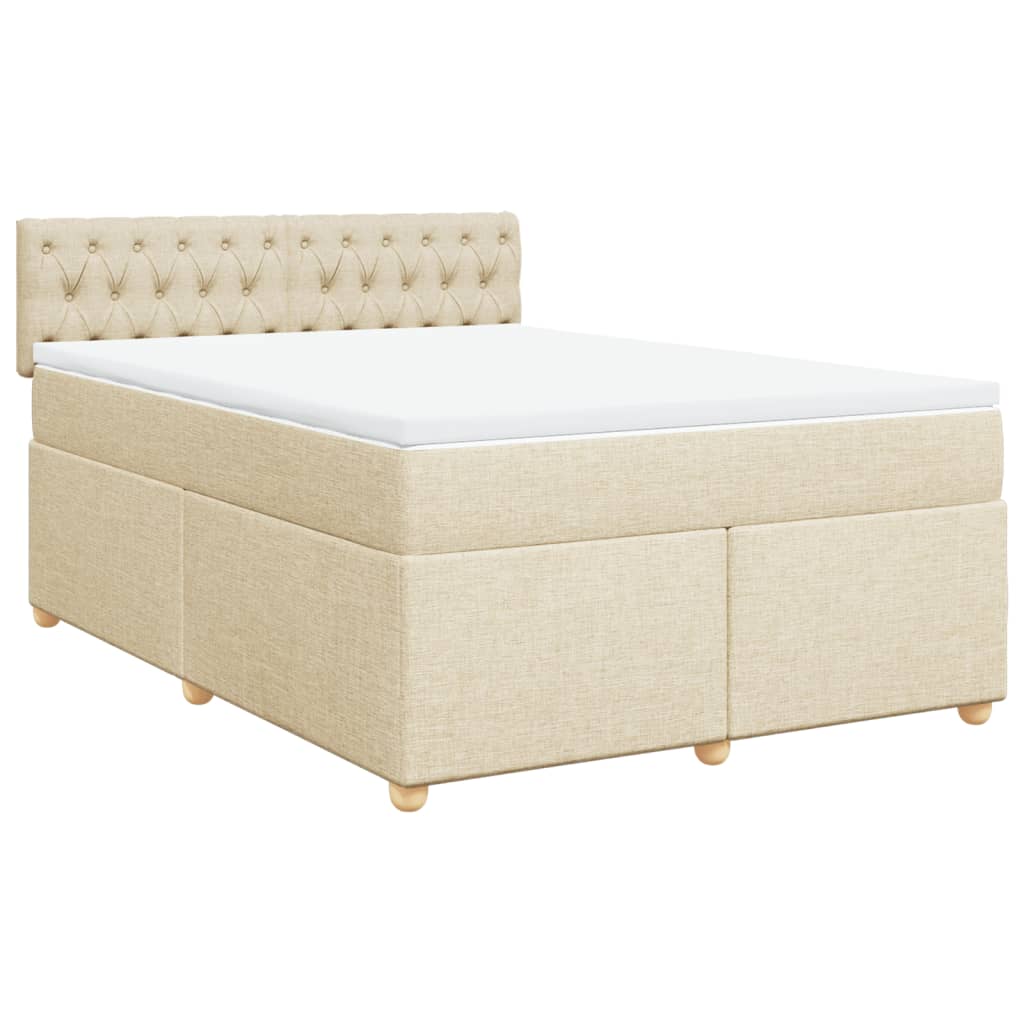 Krevet s oprugama i madracem krem 160x200 cm od tkanine