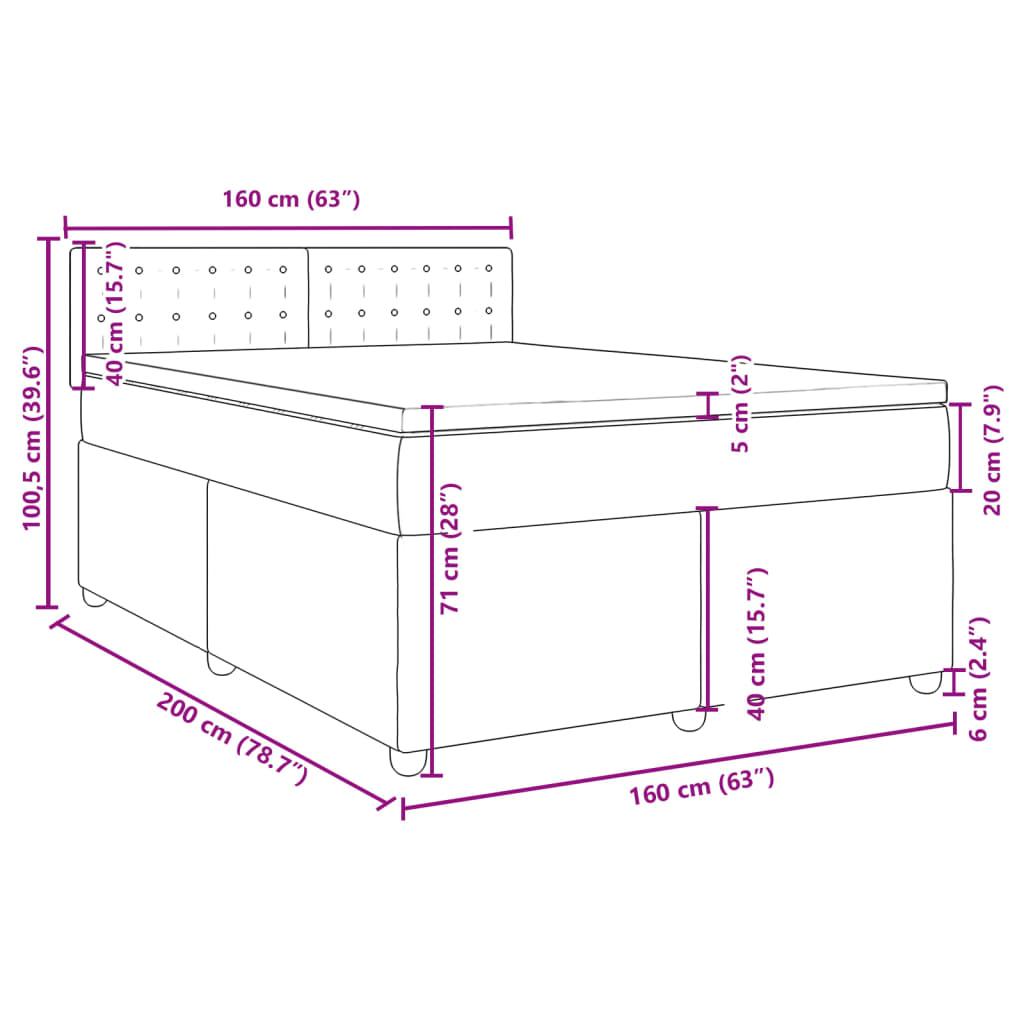 Krevet box spring s madracem svjetlosiva 160x200 cm tkanina