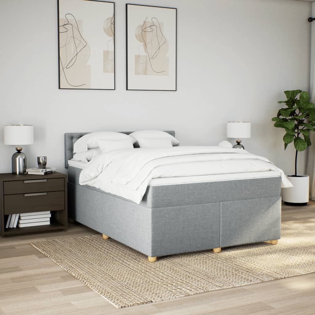 Krevet box spring s madracem svjetlosiva 160x200 cm tkanina