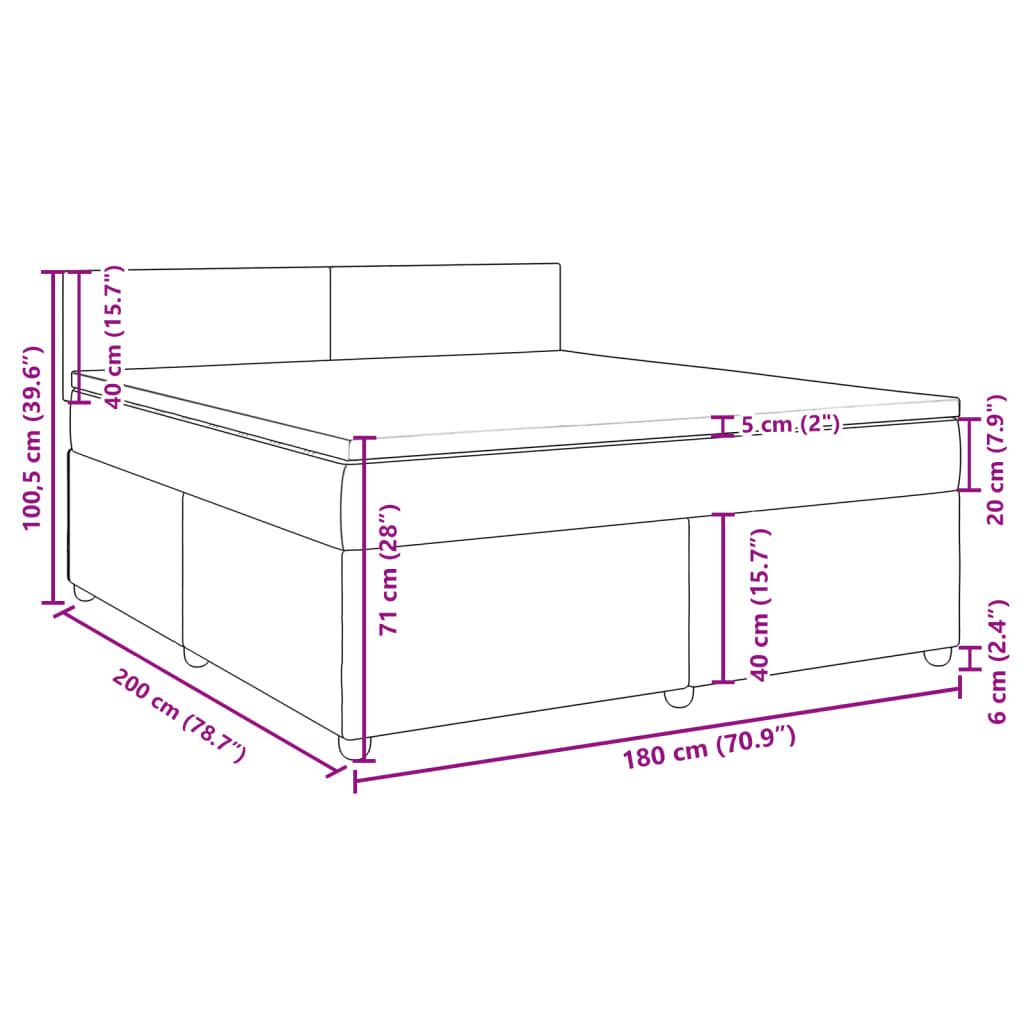 Krevet s oprugama i madracem crni 180x200 cm od tkanine