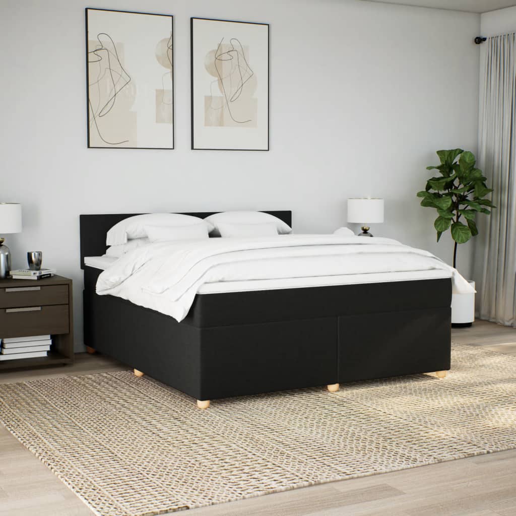Krevet s oprugama i madracem crni 180x200 cm od tkanine
