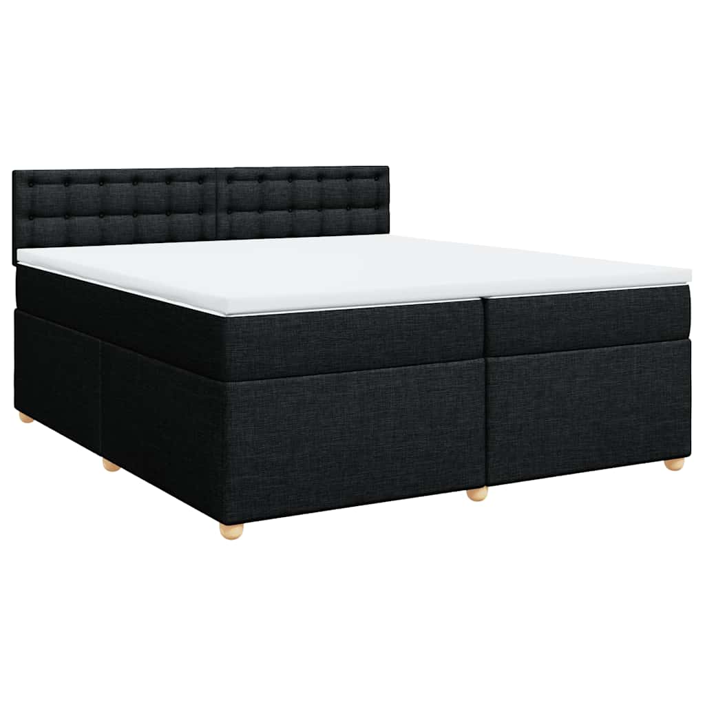 Krevet s oprugama i madracem crni 200x200 cm od tkanine