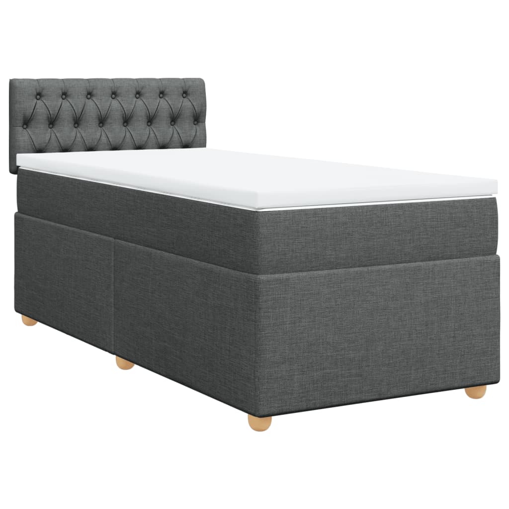 Krevet box spring s madracem tamnosivi za 1 osobu tkanine