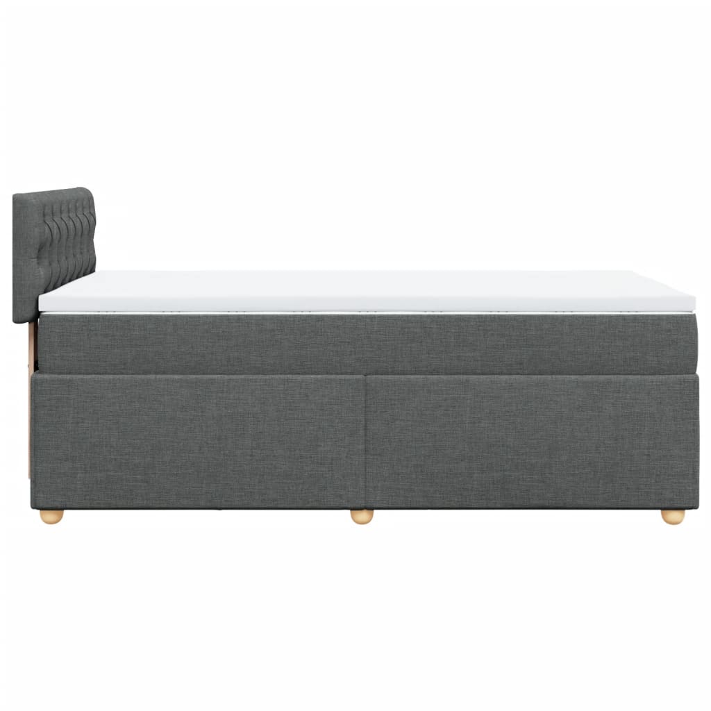 Krevet box spring s madracem tamnosivi za 1 osobu tkanine