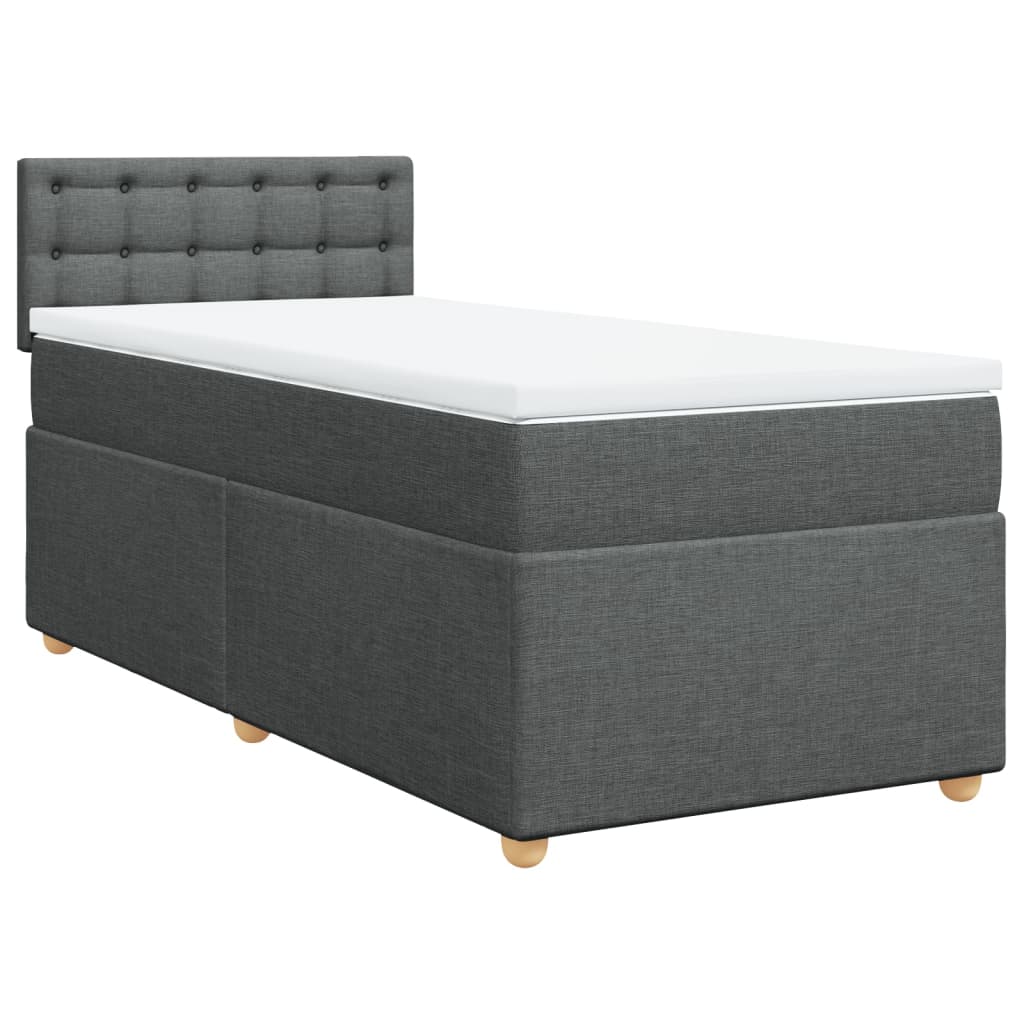 Krevet box spring s madracem tamnosivi za 1 osobu tkanine