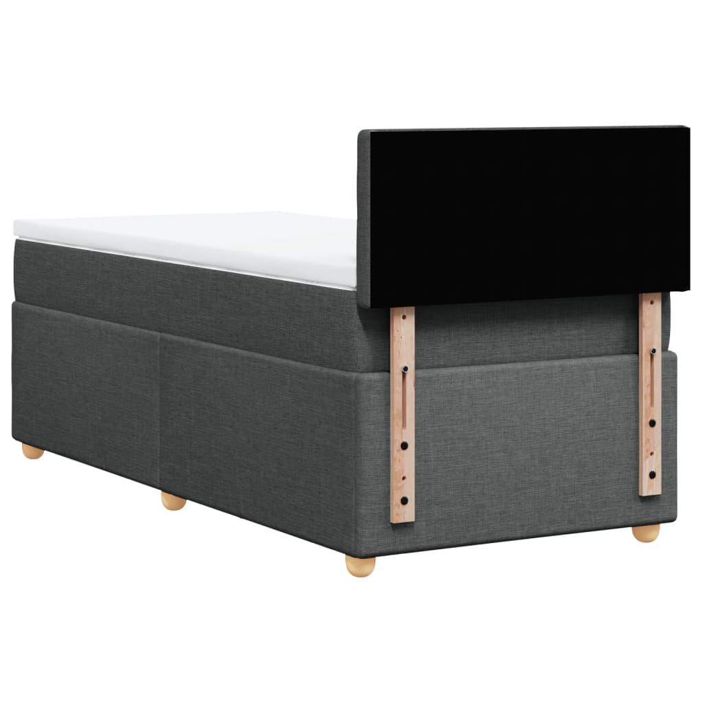 Krevet box spring s madracem tamnosivi za 1 osobu tkanine