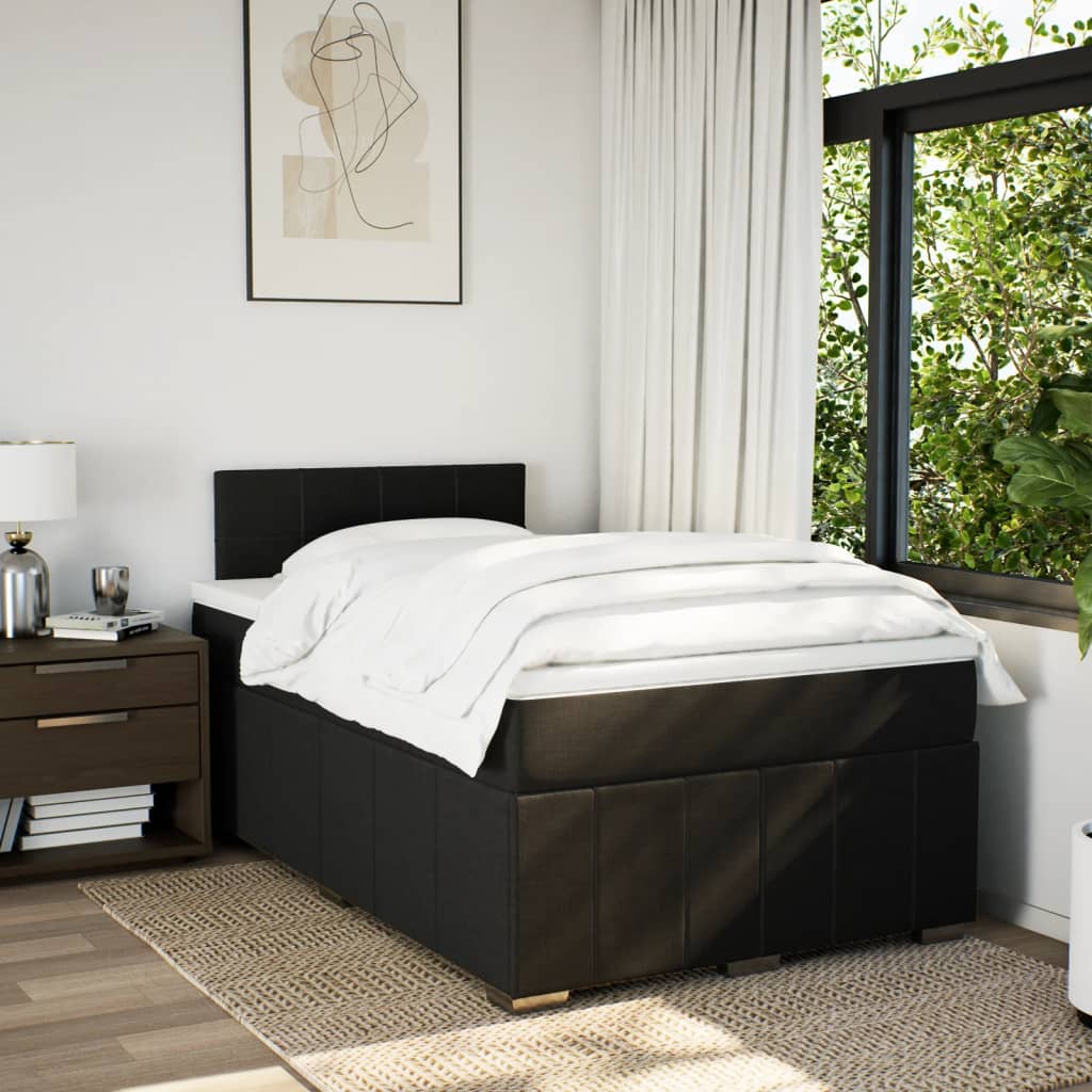Krevet box spring s madracem crni 120 x 190 cm od tkanine