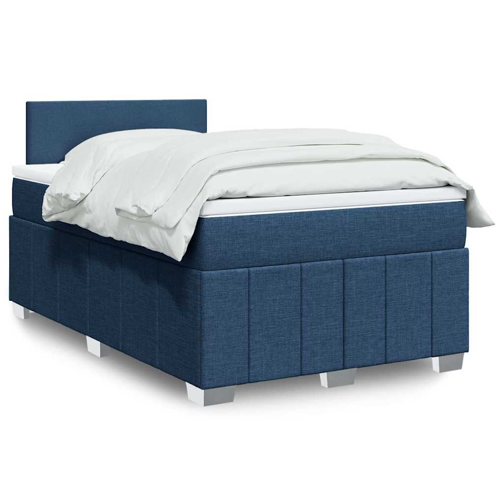 Krevet s oprugama i madracem plavi 120 x 200 cm od tkanine