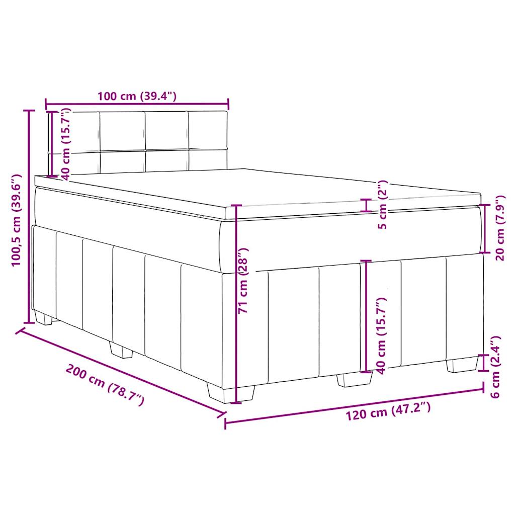 Krevet s oprugama i madracem plavi 120 x 200 cm od tkanine