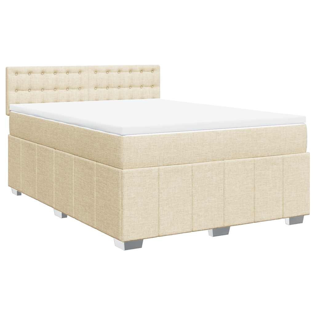 Krevet s oprugama i madracem krem 140 x 190 cm od tkanine