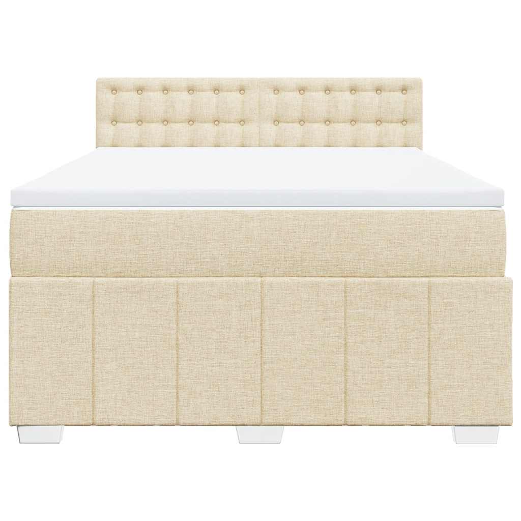 Krevet s oprugama i madracem krem 140 x 190 cm od tkanine