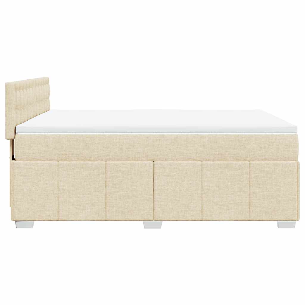 Krevet s oprugama i madracem krem 140 x 190 cm od tkanine