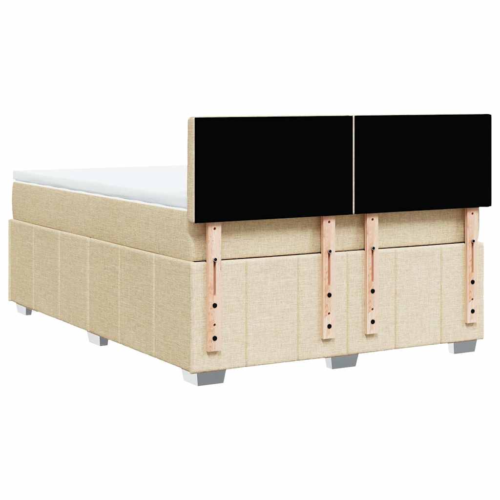 Krevet s oprugama i madracem krem 140 x 190 cm od tkanine