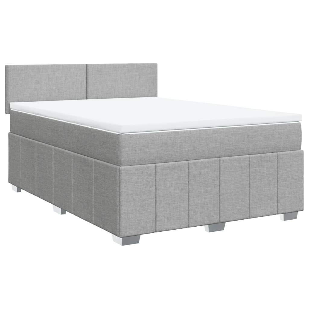 Krevet box spring s madracem svjetlosivi 140x200 cm od tkanine