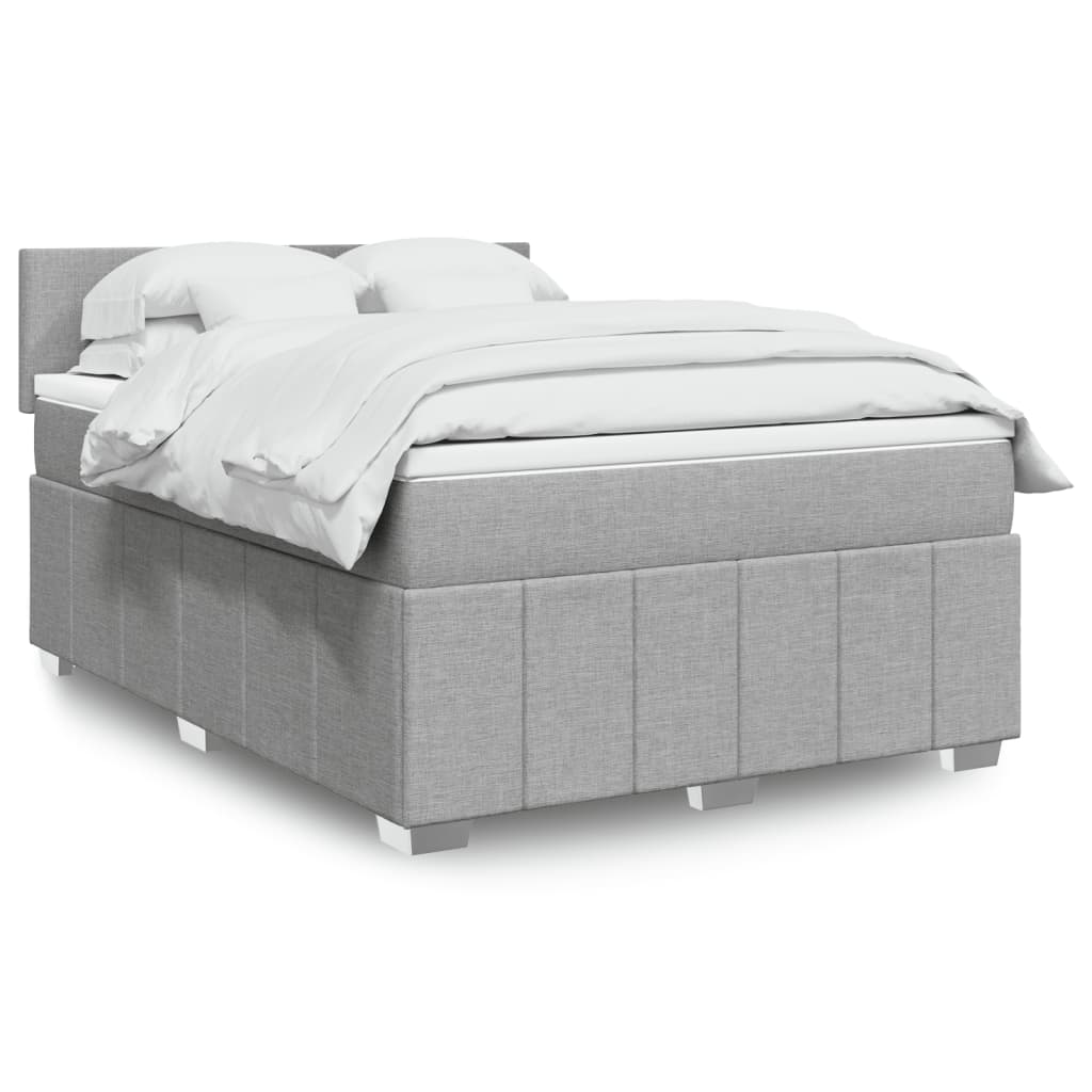 Krevet box spring s madracem svjetlosivi 140x200 cm od tkanine