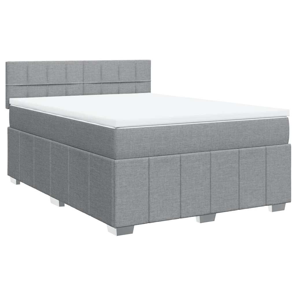 Krevet box spring s madracem svjetlosivi 140x200 cm od tkanine